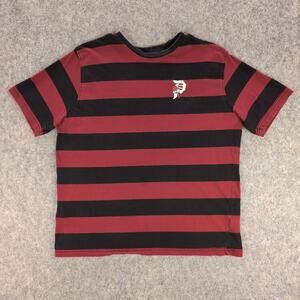 Primitive Skateboarding Shirt Mens Large Red Black Striped Logo Tee